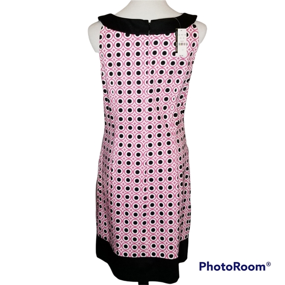NEW YORK & CO Sheath Dress NWT Lightweight Sleeveless Pink Black Size 10 - Picture 3 of 7